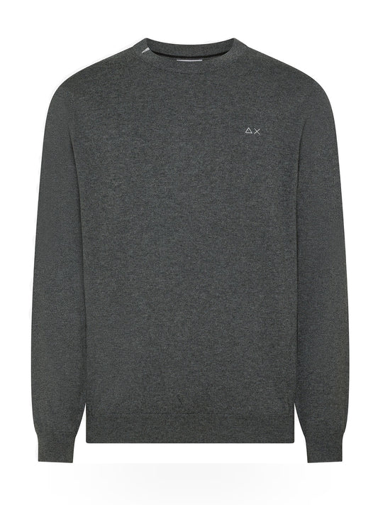 Sun68 Sweater Basic L/s - Maglieria Uomo - Grigio Scuro