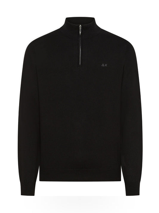Sun68 Half Zip Sweater Basic L/s - Maglieria Uomo - Nero