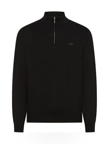 Sun68 Half Zip Sweater Basic L/s - Maglieria Uomo - Nero