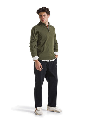 Sun68 Half Zip Sweater Basic L/s - Maglieria Uomo - Militare Scuro