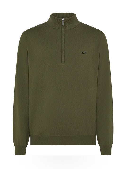 Sun68 Half Zip Sweater Basic L/s - Maglieria Uomo - Militare Scuro