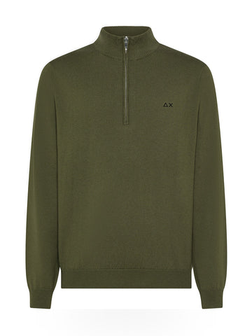 Sun68 Half Zip Sweater Basic L/s - Maglieria Uomo - Militare Scuro