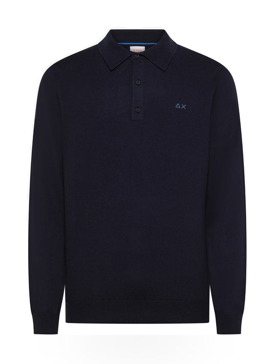 Sun68 Polo Sweater Basic L/s - Maglieria Uomo - Blu Navy