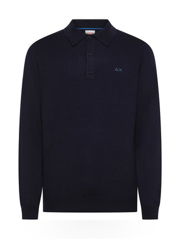 Sun68 Polo Sweater Basic L/s - Maglieria Uomo - Blu Navy