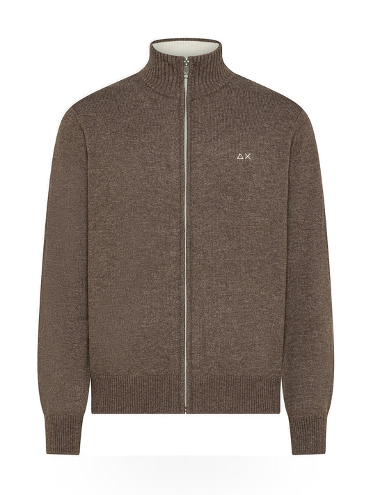 Sun68 Trackzip Sweater Warm Wool L/s - Maglieria Uomo - Tortora