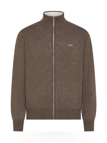 Sun68 Trackzip Sweater Warm Wool L/s - Maglieria Uomo - Tortora