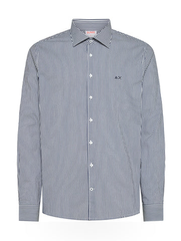 Sun68 Shirt Classic Stripe L/s - Camicia Uomo - Navy Blue/Bianco