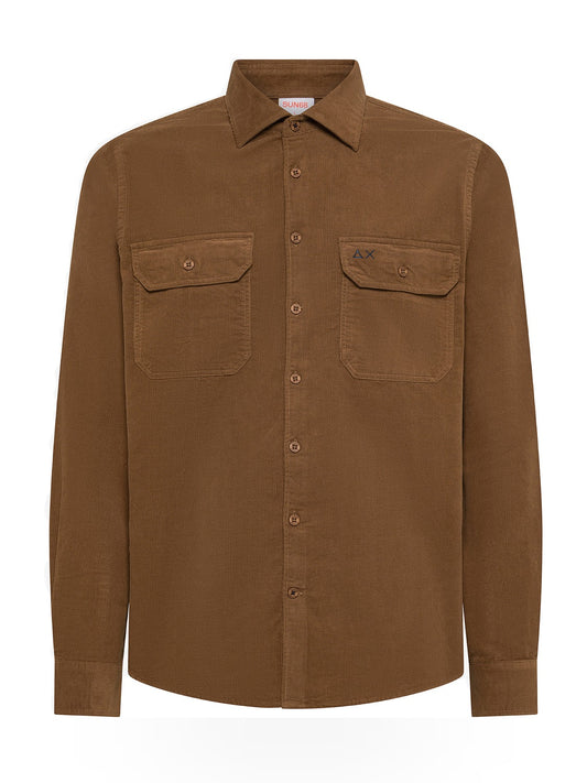 Sun68 Shirt Light Corduroy L/s - Camicia Uomo - Cacao