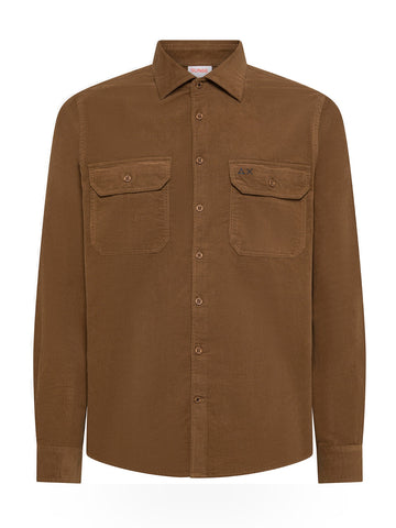 Sun68 Shirt Light Corduroy L/s - Camicia Uomo - Cacao