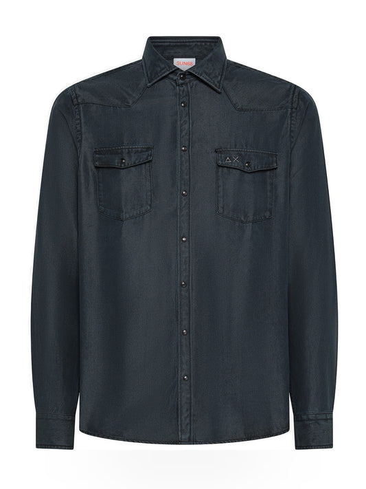 Sun68 Shirt Denim Like L/s - Camicie Uomo - Stone