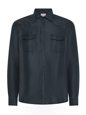 Sun68 Shirt Denim Like L/s - Camicie Uomo - Stone