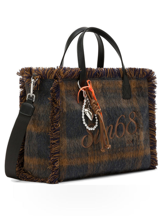 Sun68 Cali Midi Bag Wool Touch Fringes - Borsa Donna - Navy Blue