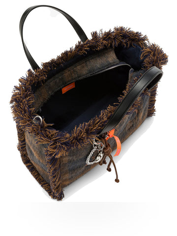 Sun68 Cali Midi Bag Wool Touch Fringes - Borsa Donna - Navy Blue
