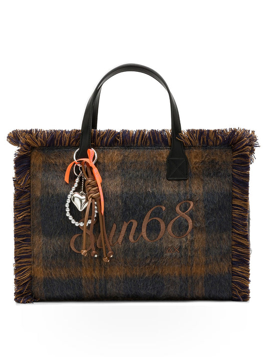 Sun68 Cali Midi Bag Wool Touch Fringes - Borsa Donna - Navy Blue