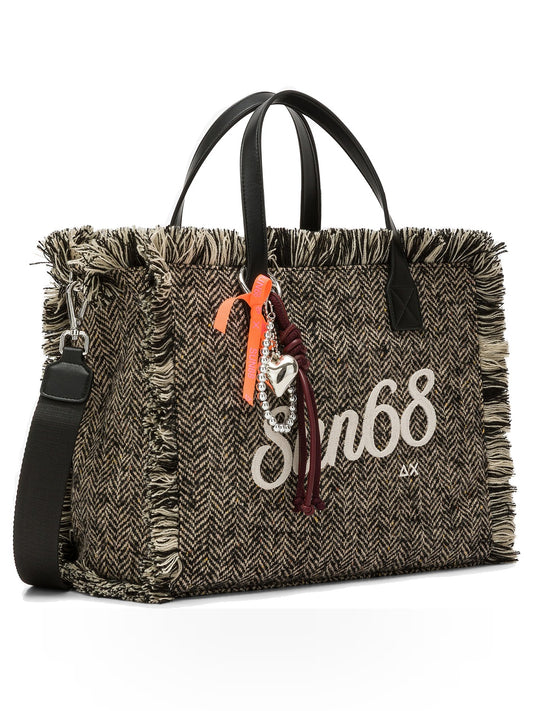 Sun68 Cali Midi Bag Wool Touch Fringes - Borse Donna - Nero