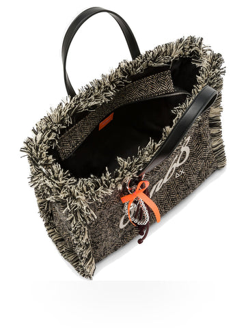 Sun68 Cali Midi Bag Wool Touch Fringes - Borse Donna - Nero