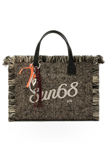 Sun68 Cali Midi Bag Wool Touch Fringes - Borse Donna - Nero