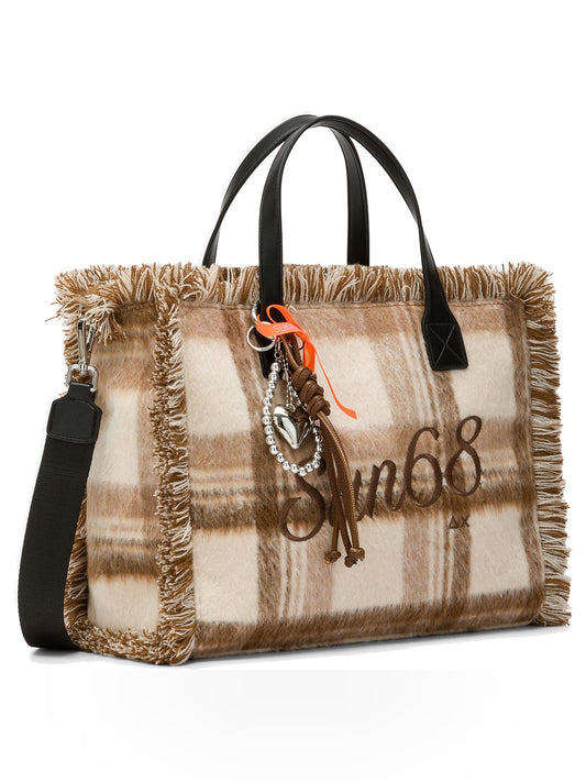 Sun68 Cali Midi Bag Wool Touch Fringes - Borse Donna - Cacao