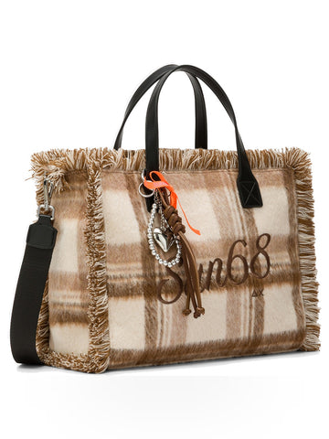 Sun68 Cali Midi Bag Wool Touch Fringes - Borse Donna - Cacao