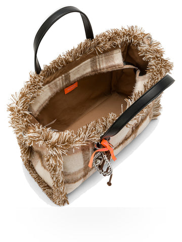 Sun68 Cali Midi Bag Wool Touch Fringes - Borse Donna - Cacao