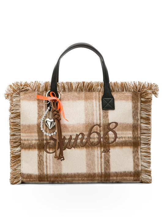Sun68 Cali Midi Bag Wool Touch Fringes - Borse Donna - Cacao
