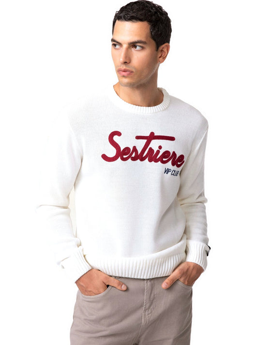 SuperCulture Pullover Sestriere Vip Club - Maglieria Uomo - Bianco