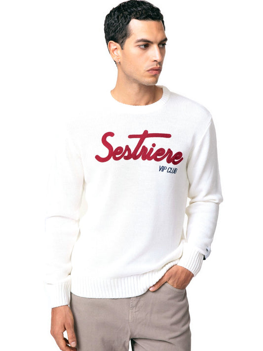 SuperCulture Pullover Sestriere Vip Club - Maglieria Uomo - Bianco