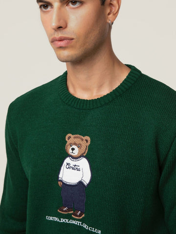 SuperCulture Pullover Cortina Dolomiti Ski Club - Maglieria Uomo - Verde Bosco