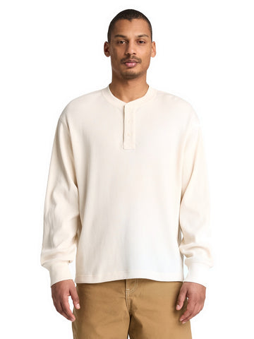 Timberland Wharf River Waffle Henley Ls Polo - T-Shirt Uomo - Bianco