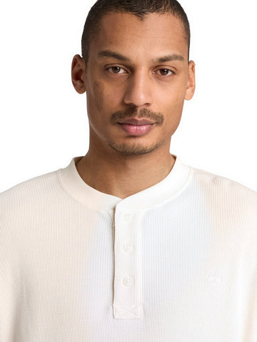 Timberland Wharf River Waffle Henley Ls Polo - T-Shirt Uomo - Bianco