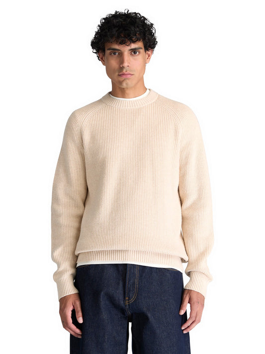 Timberland Cotton Blend Raglan Sleeve Crewneck - Maglieria Uomo - Lght Oatml Hthr