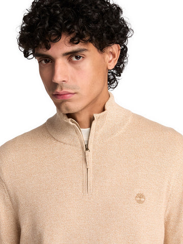 Timberland Williams River Quarter Zip Sweater - Maglieria Uomo - Light Oatmeal Heather