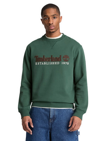 Timberland Established 1973 Embroidered Logo BB Crew Sweatshirt - Felpe Uomo - Verde