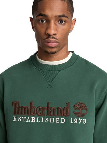 Timberland Established 1973 Embroidered Logo BB Crew Sweatshirt - Felpe Uomo - Verde