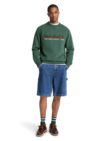 Timberland Established 1973 Embroidered Logo BB Crew Sweatshirt - Felpe Uomo - Verde
