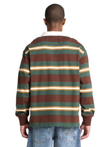 Timberland LS Striped Rugby Polo - T-Shirt Uomo - Chicory Coffee