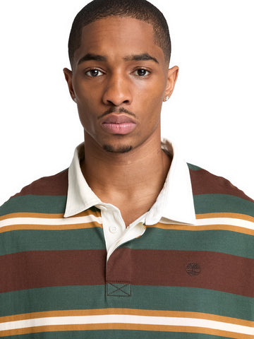 Timberland LS Striped Rugby Polo - T-Shirt Uomo - Chicory Coffee