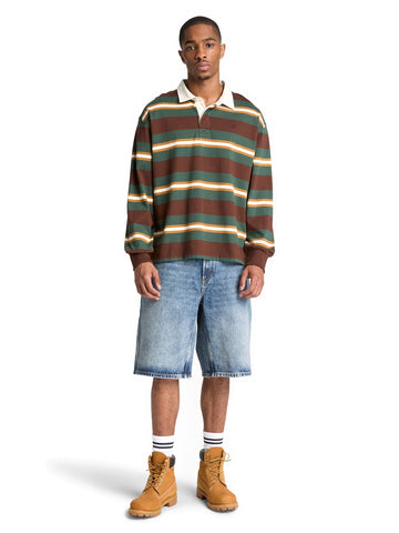 Timberland LS Striped Rugby Polo - T-Shirt Uomo - Chicory Coffee