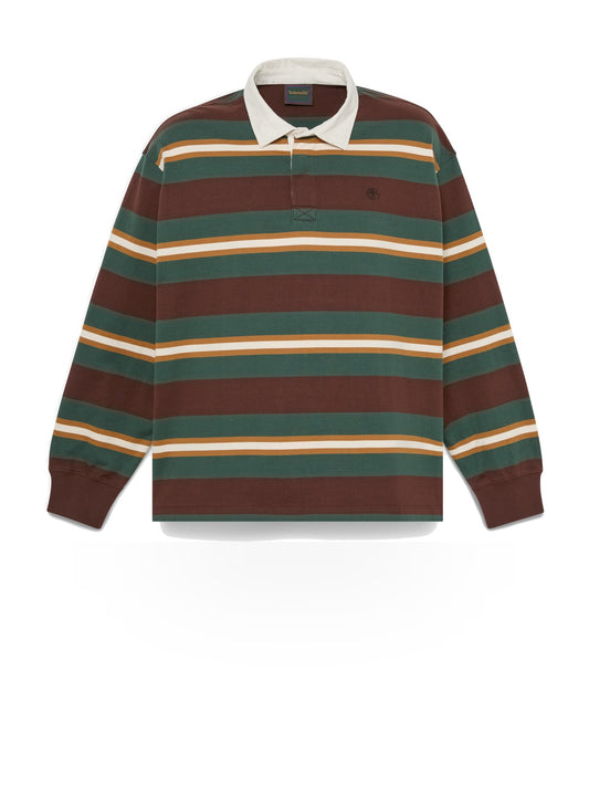 Timberland LS Striped Rugby Polo - T-Shirt Uomo - Chicory Coffee