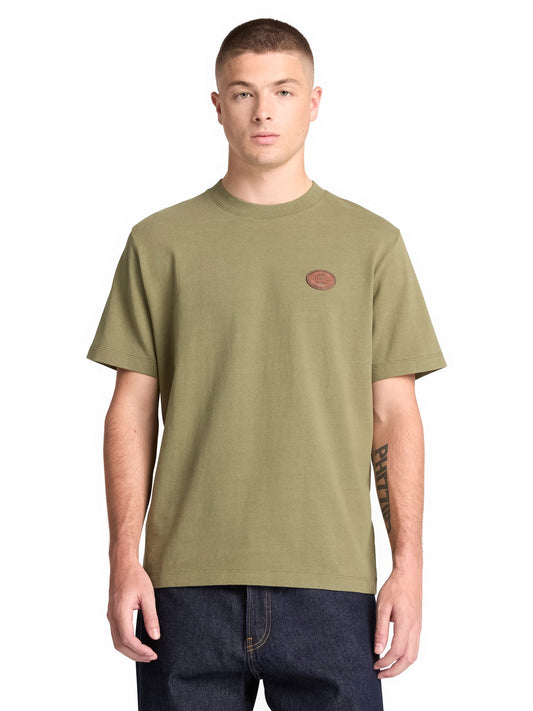 Timberland Leather Badge Hw Ss Tee - T-Shirt Uomo - Deep Lichen Grn