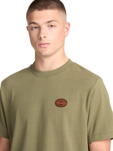 Timberland Leather Badge Hw Ss Tee - T-Shirt Uomo - Deep Lichen Grn