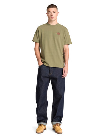 Timberland Leather Badge Hw Ss Tee - T-Shirt Uomo - Deep Lichen Grn
