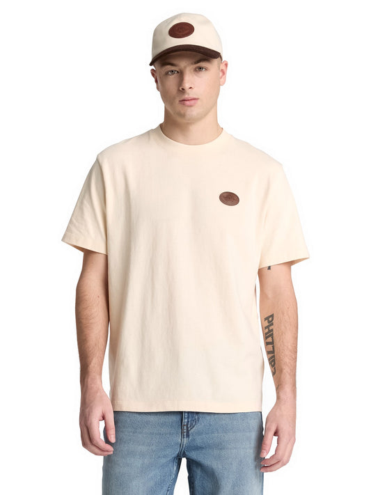 Timberland Leather Badge Hw Ss Tee - T-Shirt Uomo - White Smoke
