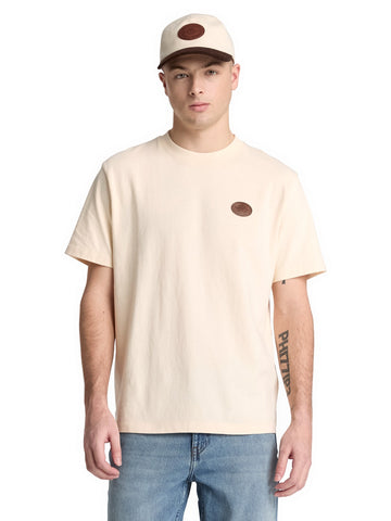 Timberland Leather Badge Hw Ss Tee - T-Shirt Uomo - White Smoke