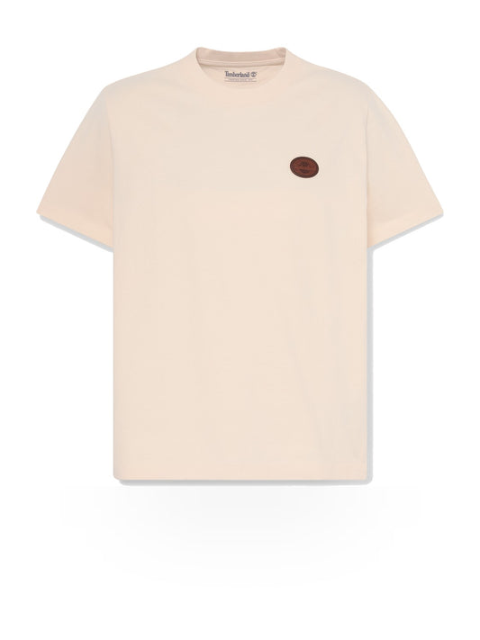 Timberland Leather Badge Hw Ss Tee - T-Shirt Uomo - White Smoke