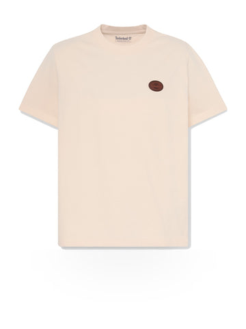 Timberland Leather Badge Hw Ss Tee - T-Shirt Uomo - White Smoke