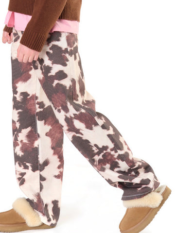 ToBeToo Pantalone Effetto Mucca Ragazza - Pantaloni Bambina - Fantasia
