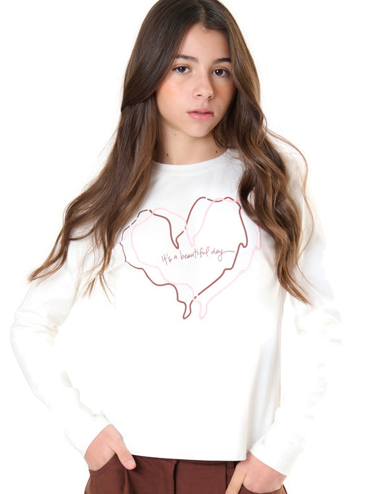 ToBeToo T-Shirt Ragazza - T-Shirt Bambina - Latte