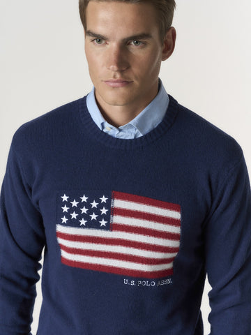 U.S. Polo Assn. Flag- Pullover Knit - Maglieria Uomo - Blu