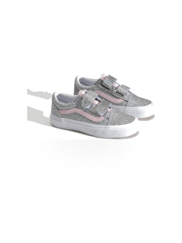 Vans Old Skool V Glitter - Sneakers Bambino - Silver/Pale Petal